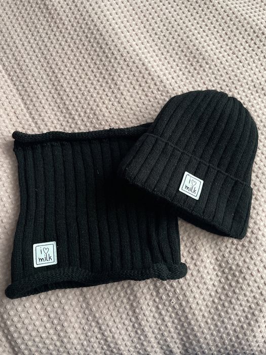 I love milk komplet zestaw czapka komin