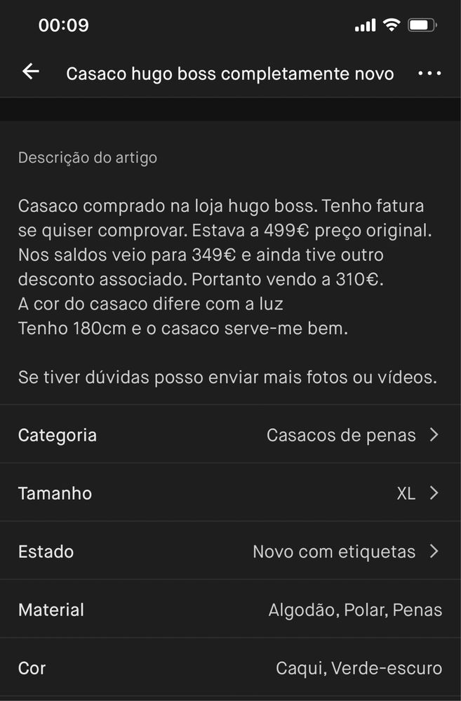 Casaco hugo boss novo