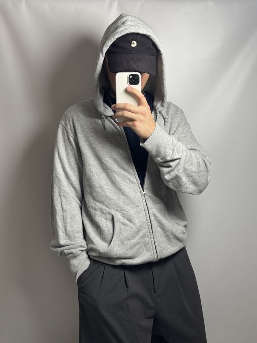 Сірий оверсайз зіп худі uniqlo oversize кофта y2k толстовка реп беггі