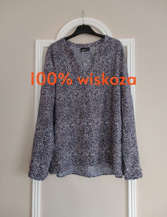 Koszula damska elegancka z wiskozy L 40 długi rękaw w serek elegancka