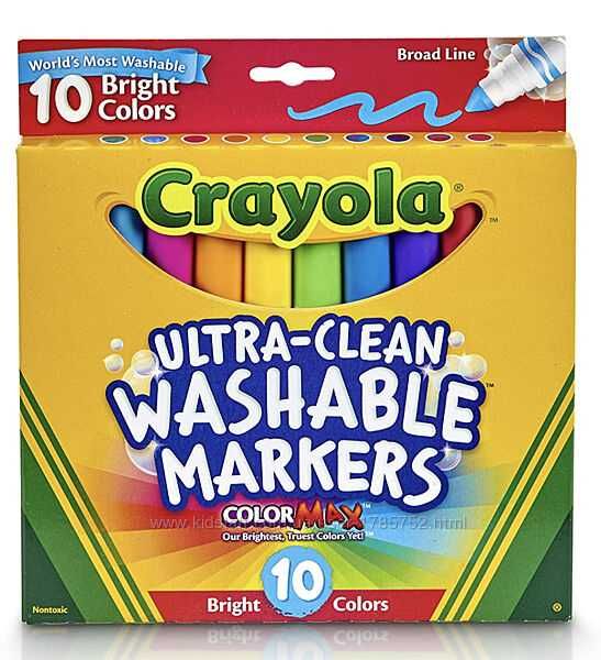 Crayola Ultraclean Broadline Bright MarkersСмываемые маркёры, неоновые