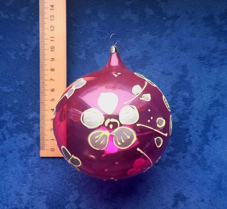 Ёлочная игрушка СССР - Шар Цветы Рыбы светящийся в упаковке