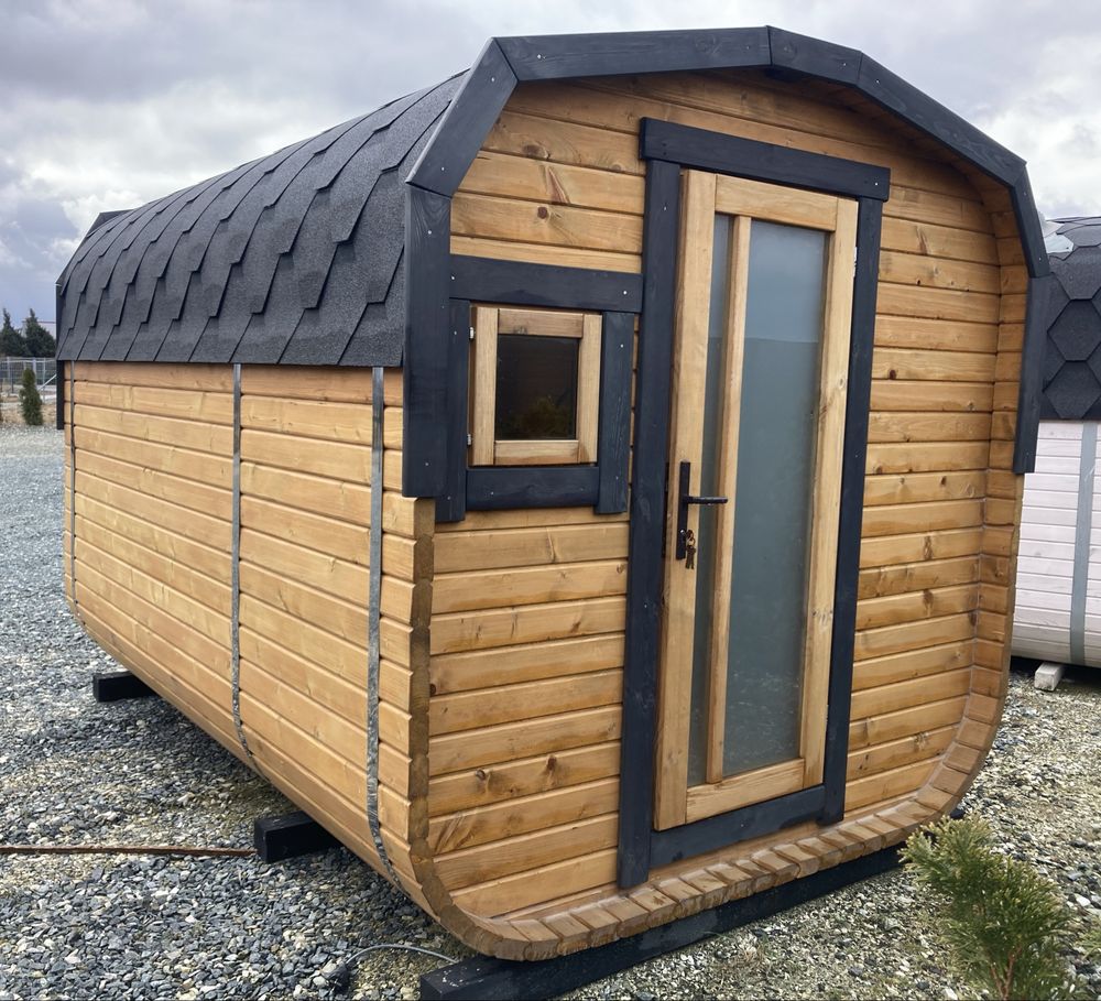 Sauna ogrodowa okrągła i prostokątna (bania beczka)