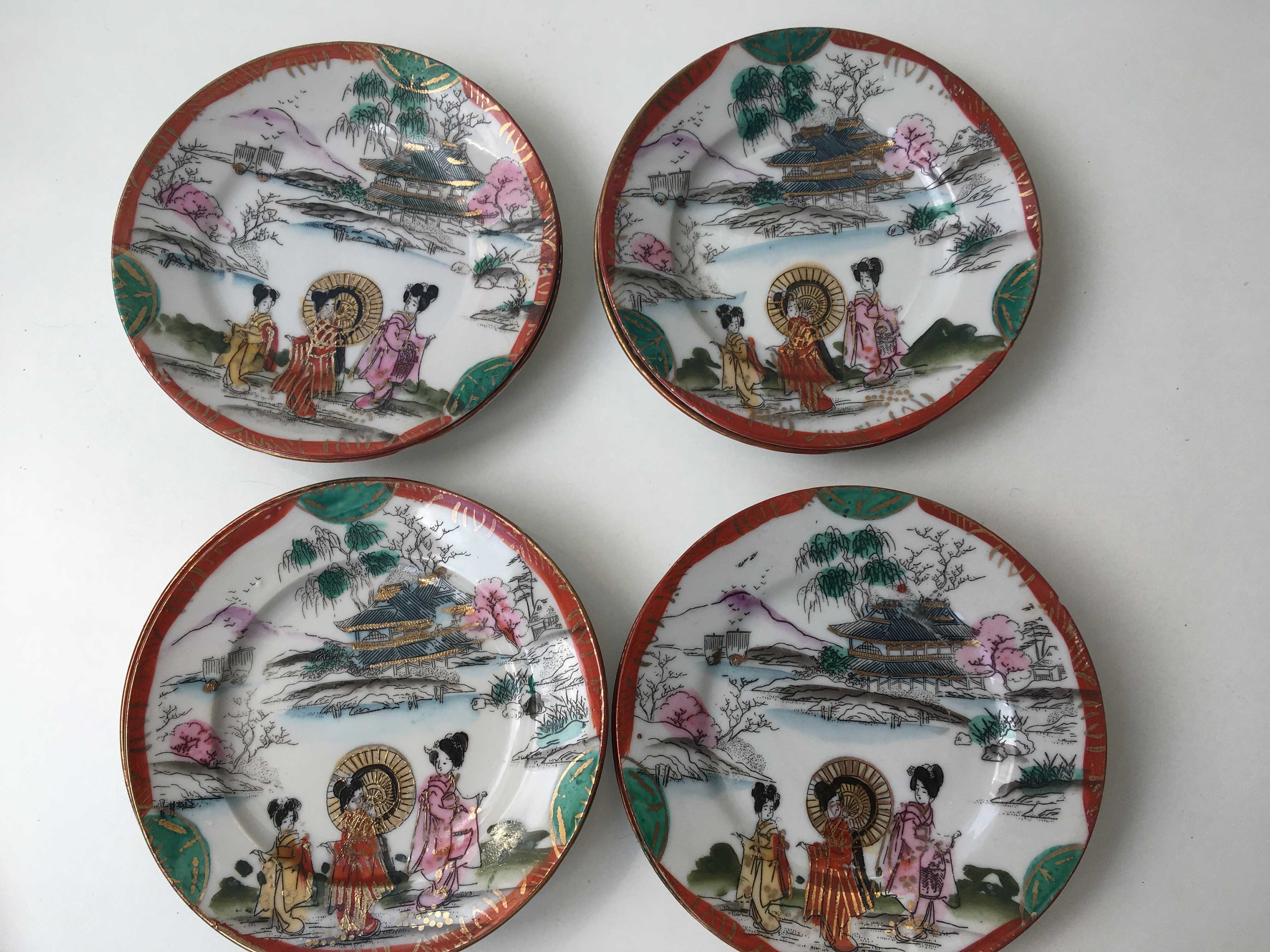 Pratos chineses(14), pintados á mão, sec XX