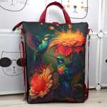 Plecak-torba wodoodporna Kolibry w Kwiatach handmade