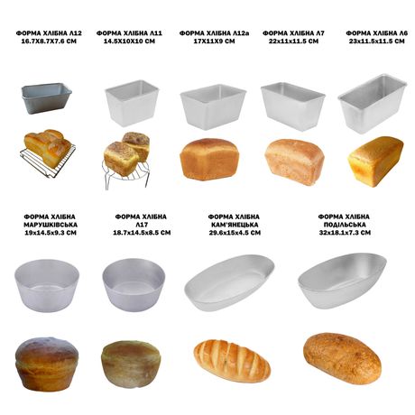 Форми алюмінієві для випічки хліба в асортименті (формы для хлеба)
