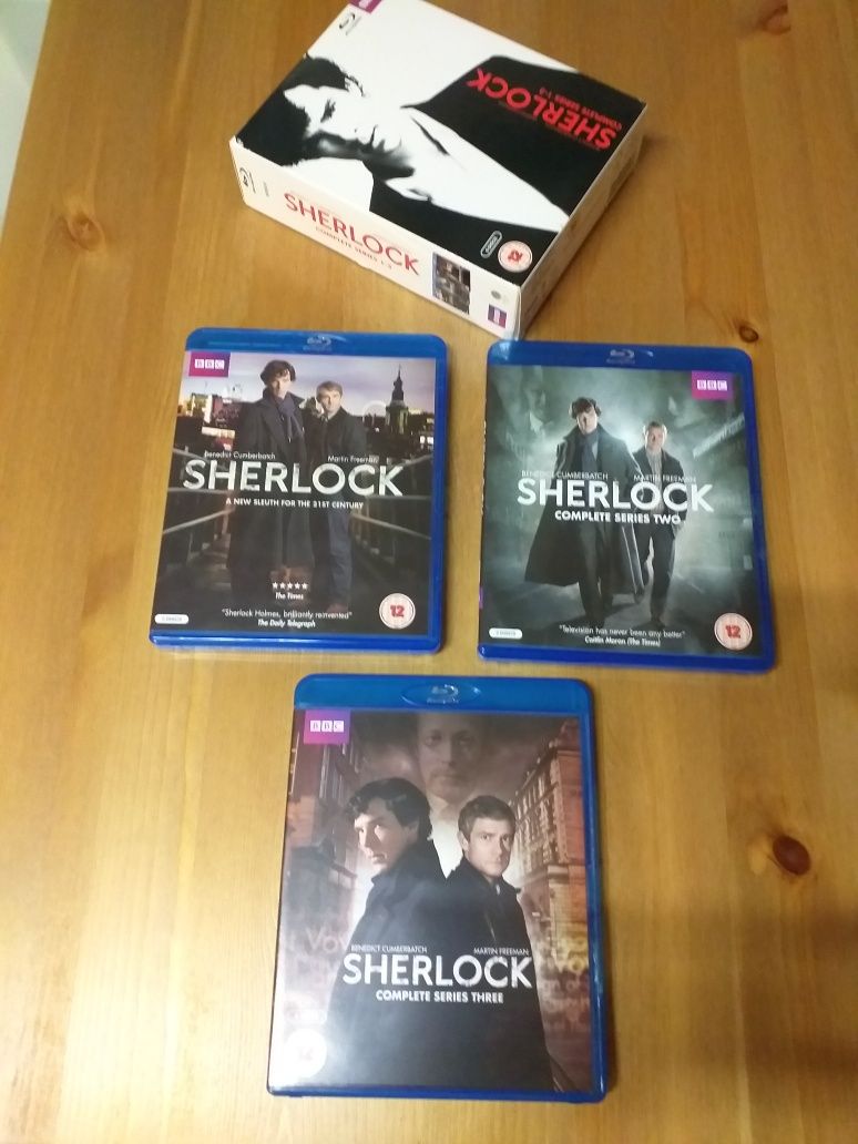 Sherlock Blu ray,6 discos,serie 1,2,3,BBC,legendas inglês,envio ctt