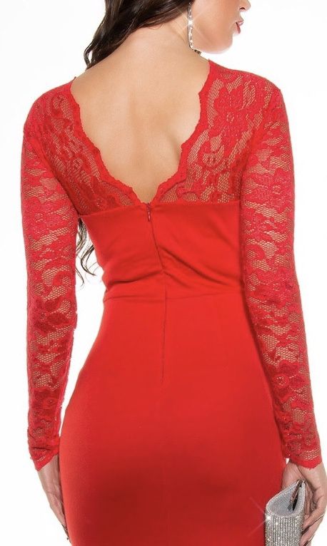 Vestido vermelho de renda Tam M