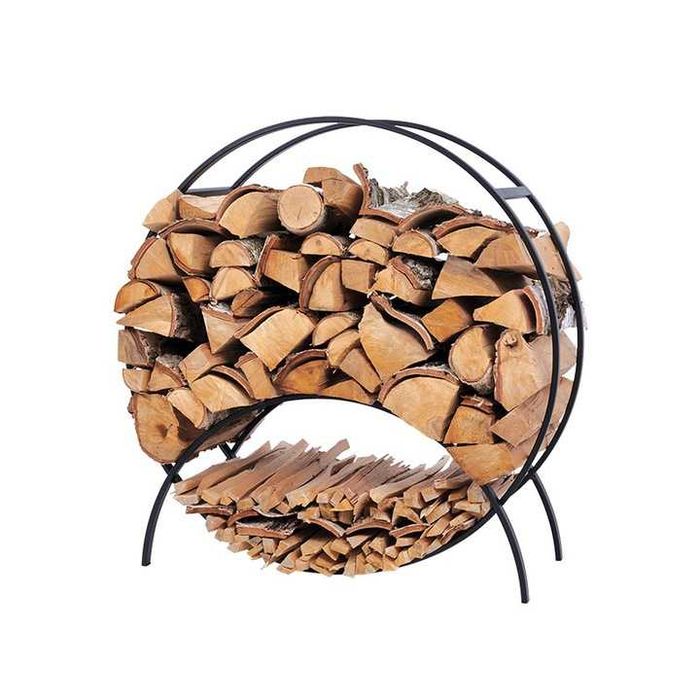 STOJAK NA DREWNO OKRĄG DO KOMINKA metalowy polski produkt czarny