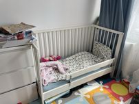 Lozeczko ikea SUNDVIK 120x60 biale, materac, dodatki