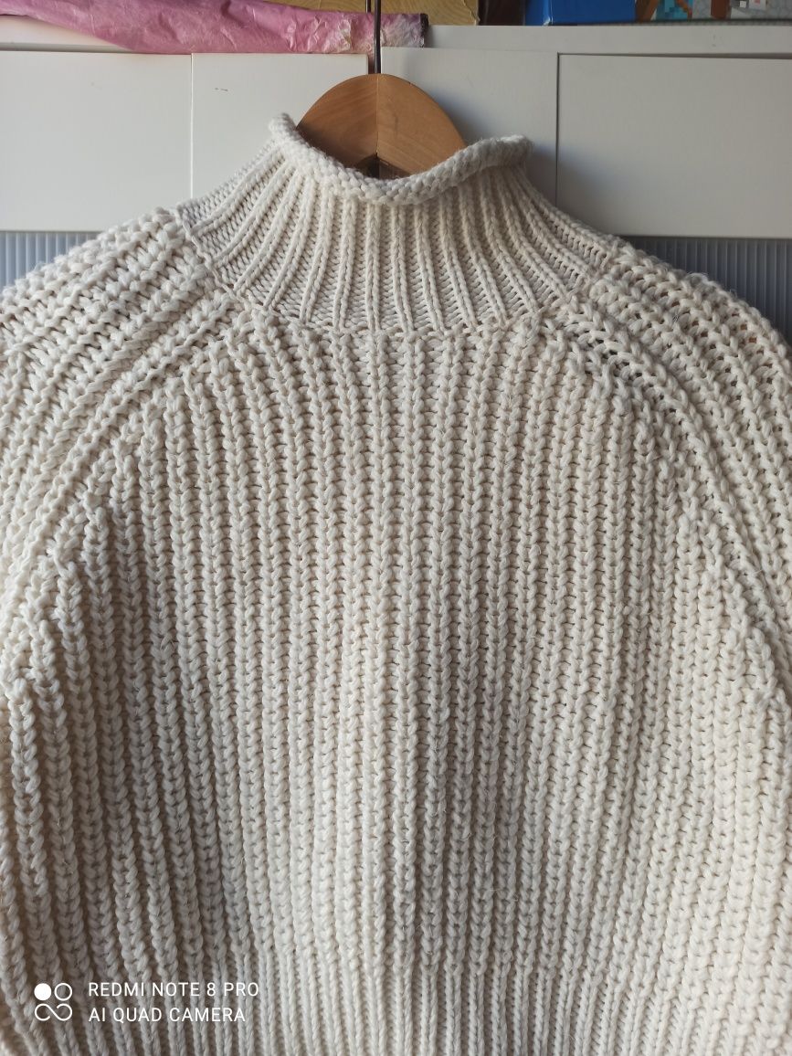 Sweter H&M kremowy r. S