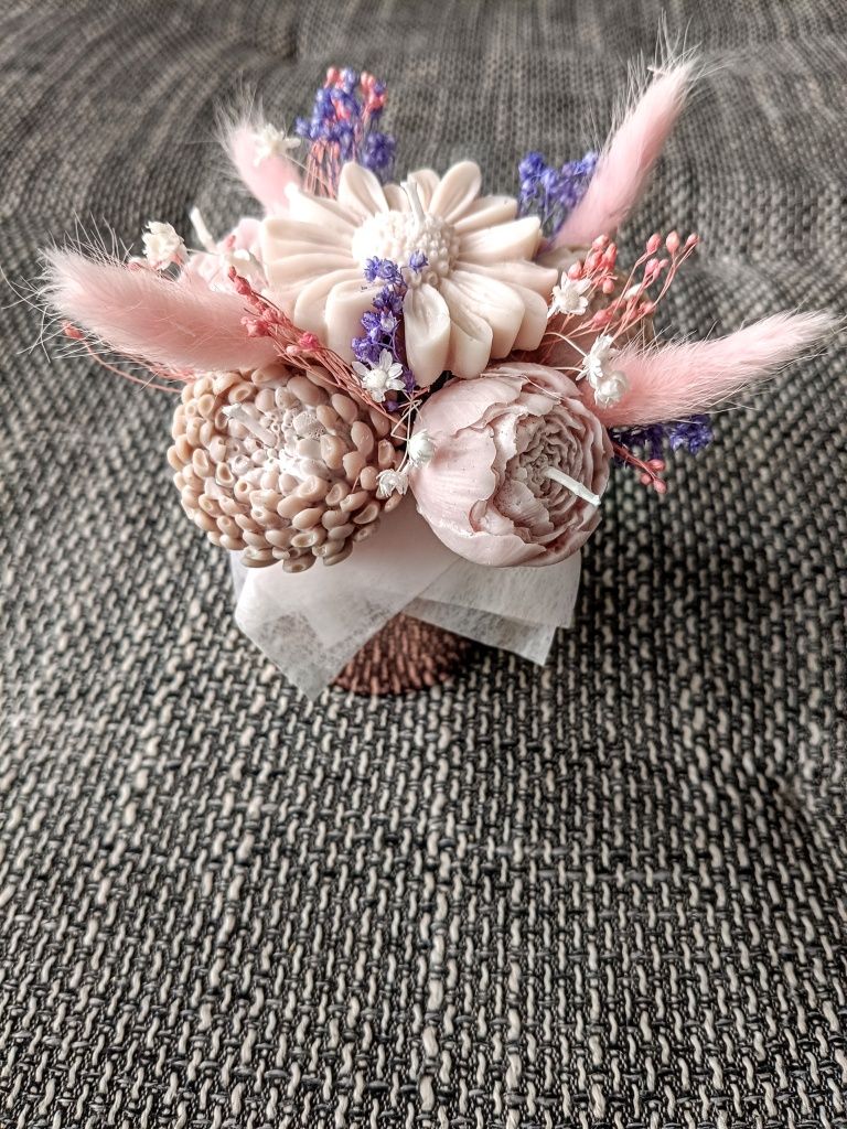 Mini Flowerbox kwiaty z wosku sojowego - Handmade