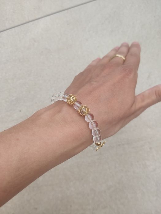 Bransoletka przezroczysta ze złotymi detalami