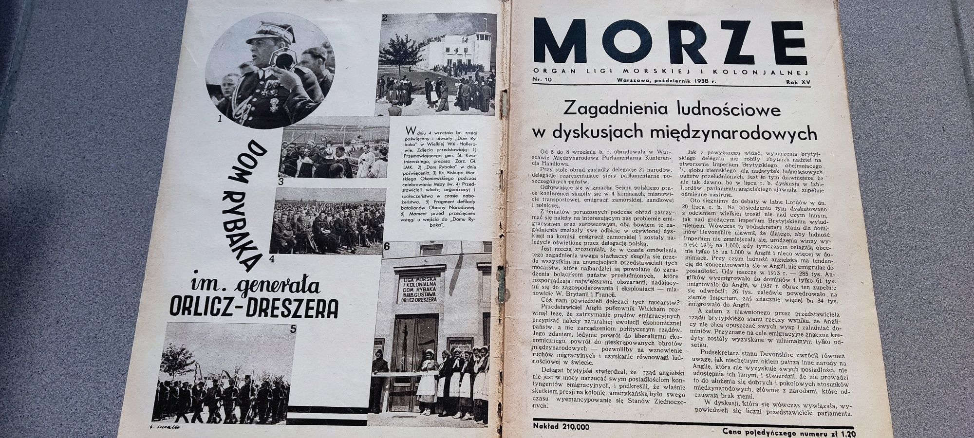 2 numery gazety Morze 1938 Październik oraz Maj