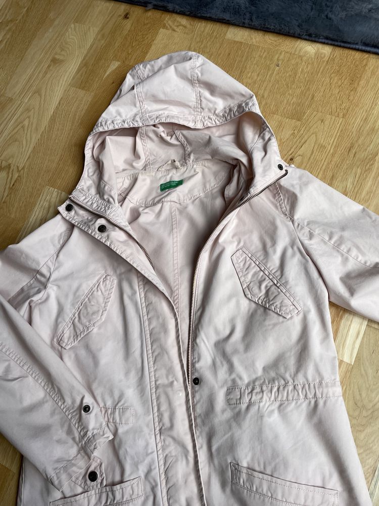 Parka Benetton S jasny róż