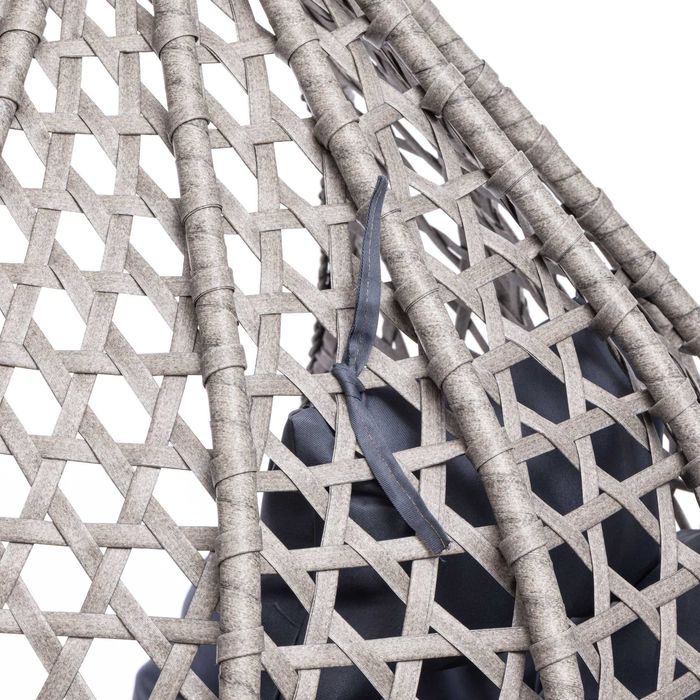 FOTEL WISZĄCY ogrodowy bujany kosz kokon - SZARY GRUBY SPLOT Premium