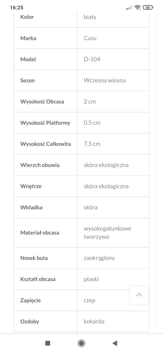 Buty komunijne białe balerinki