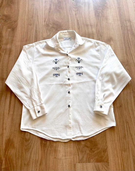 Koszula biała Antonelle damska pieski oversize old money r. L