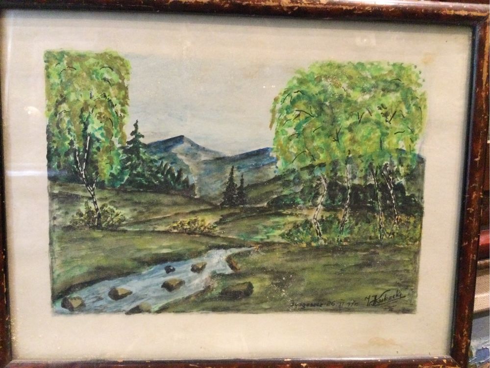 Obraz,Pejzaż gorski,akwarela,1947r,I.Kubacki