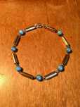 PULSEIRA ANTIGA - prata dourada Águia 835 e turquesas - 22 cm/s