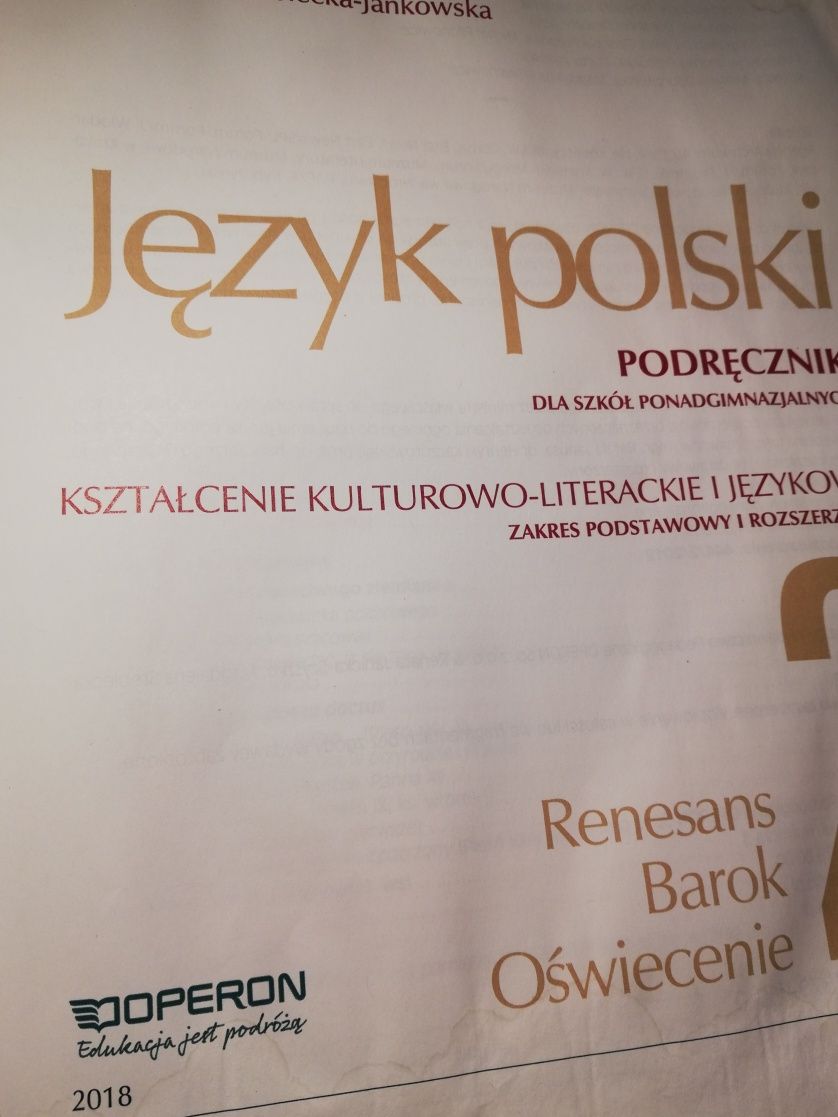 Język polski Podręcznik cz 2 Renesans Barok Oświecenie