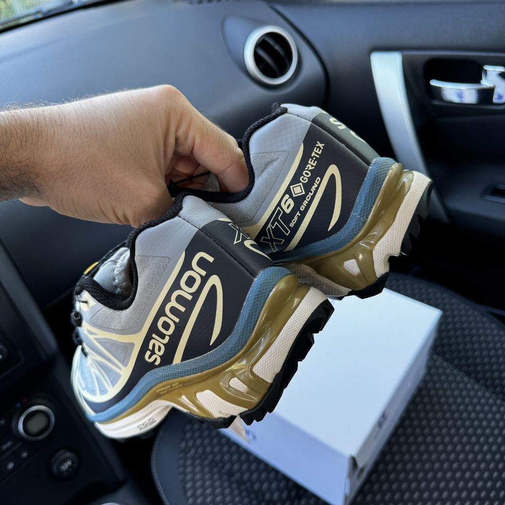 Чоловічі термо кросівки саломон Salomon XT6 beige Gore Tex осінь зима