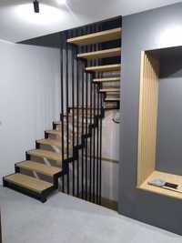schody wewnętrzne , loft , metalowe na konstrukcji