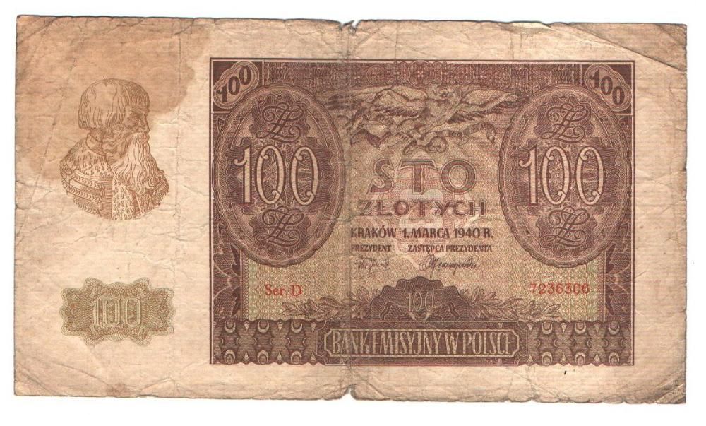 Polski banknot 100 zł z 1940r [b86]