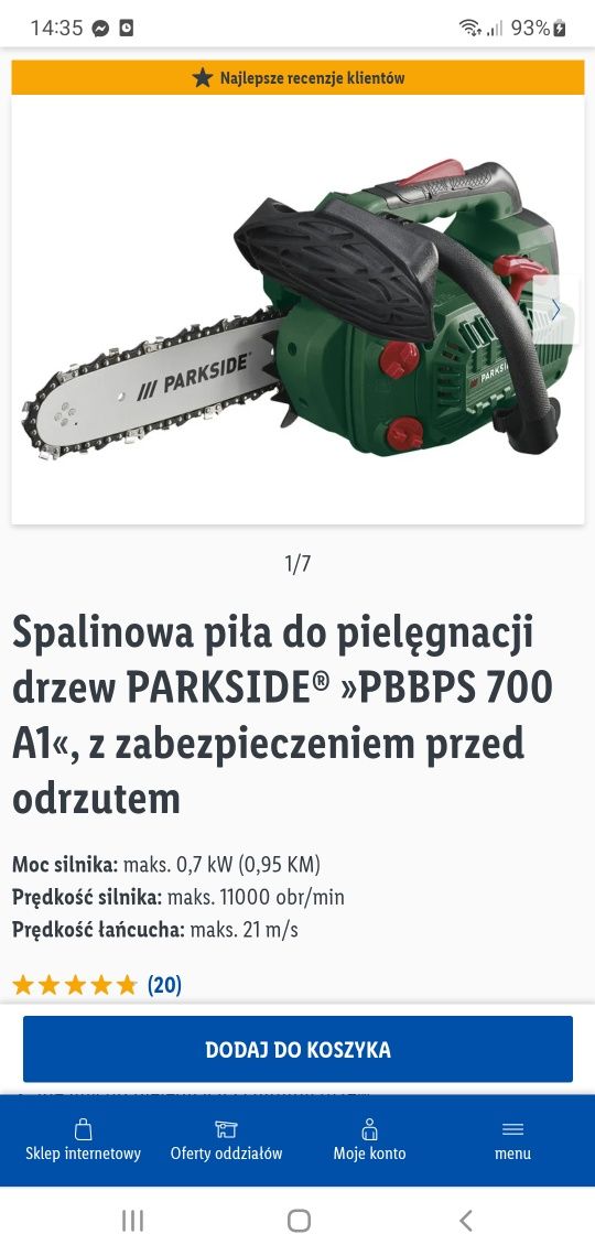 Parkside pbbps 700 a1 pilarka piła spalinowa nowa