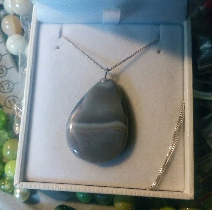 Naszyjnik srebro próby 925, Kamień naturalny