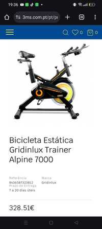 Vendo bicicleta estática gridinlux alpine 7000