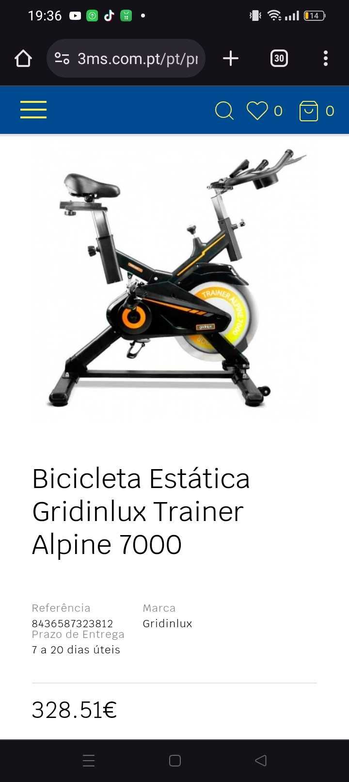 Vendo bicicleta estática gridinlux alpine 7000