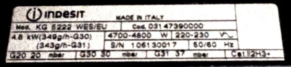 Плита комбінована INDESIT KG 5222  (газ/електро + електродуховка)