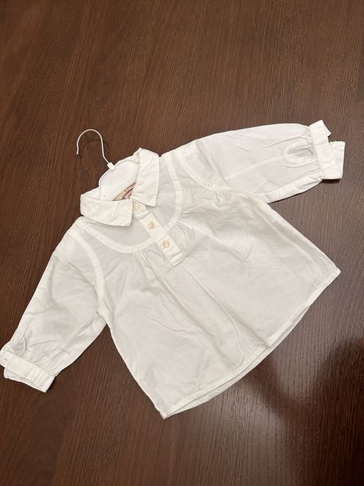 Biała bawełniana koszula z kołnierzykiem dla dziewczynki r.68 h&m logg