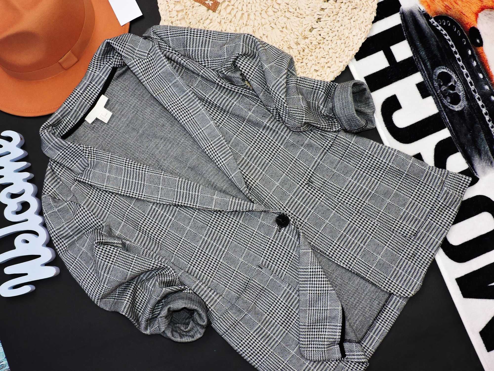 H&M Marynarka dresówka pepitka 34