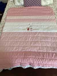 Edredão de bebé rosa e branco - berço / cama pequena