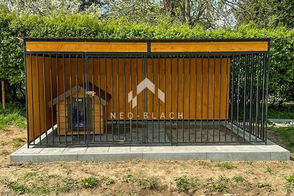 Kojec dla Psów 4x2m Wiatrołap - ściany zabudowane drewnem NB186 OLX