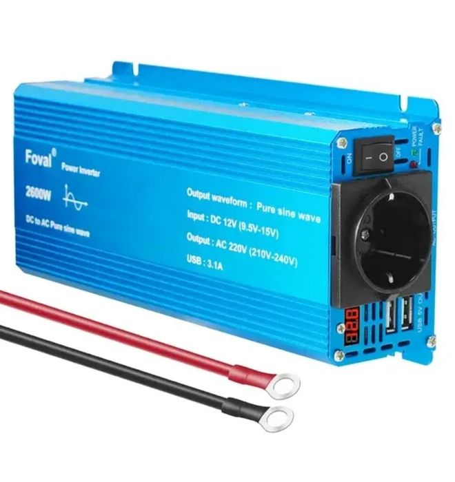 Інвертор 12V-220 "FOVAL 3000W перетворювач напруги чиста синусоїда.