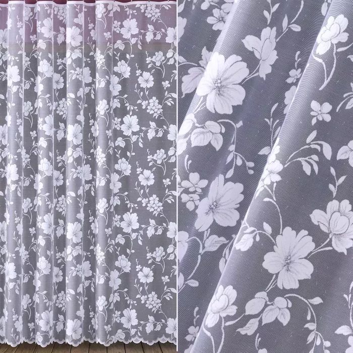 Firanka żakardowa metrażowa wys. 145 cm Azulina 619107 biała 145 cm