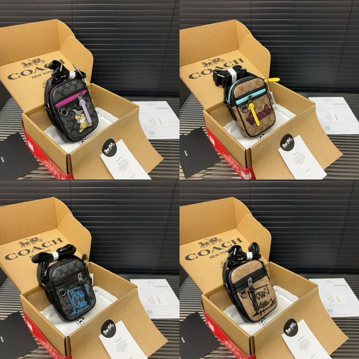 COACH сумка мужская маленькая с зайцем черная коричневая оригинал