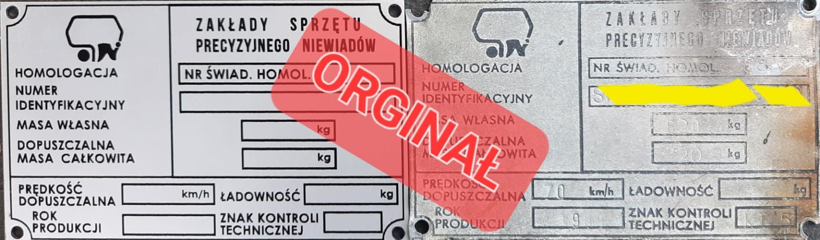 Tabliczka znamionowa NIEWIADÓW