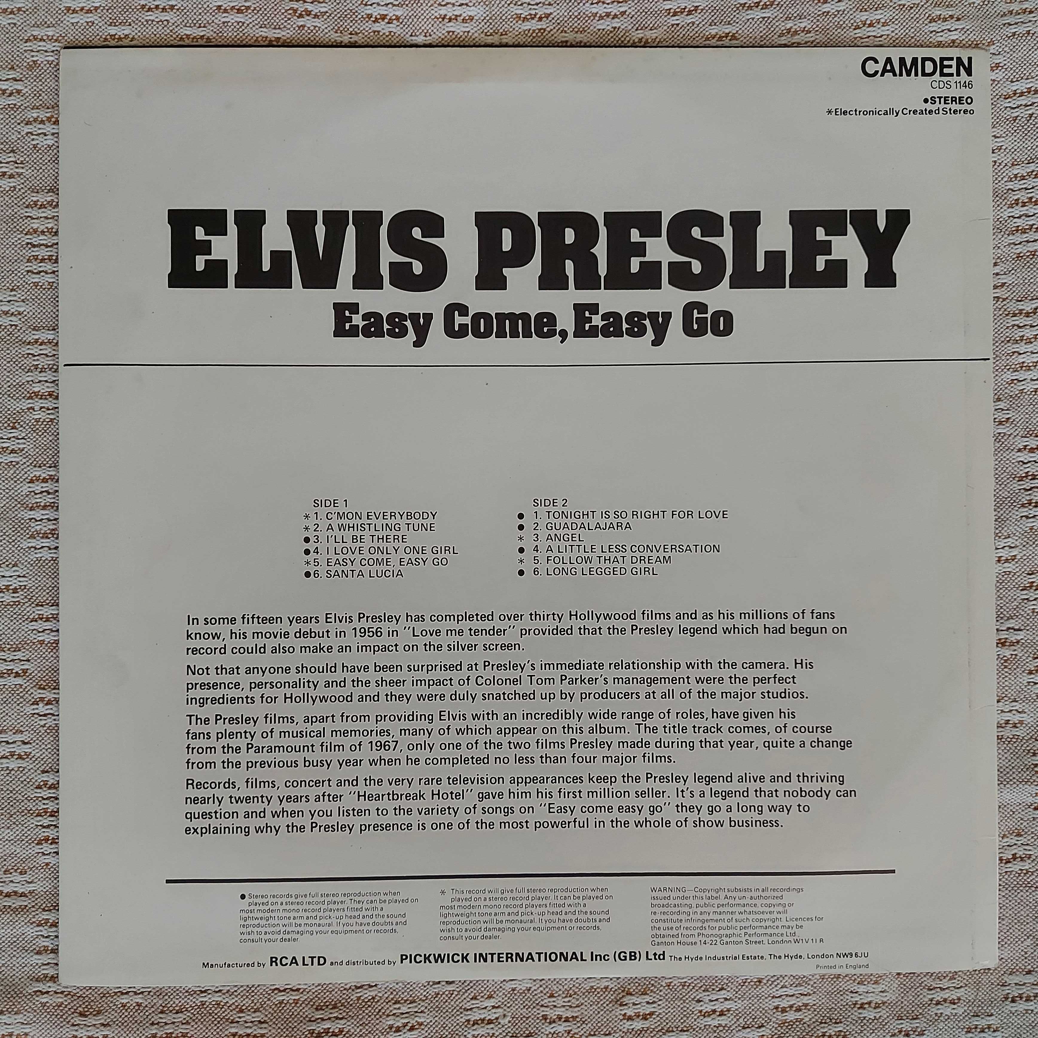 Elvis Presley Easy Come, Easy Go  UK  (NM/NM)