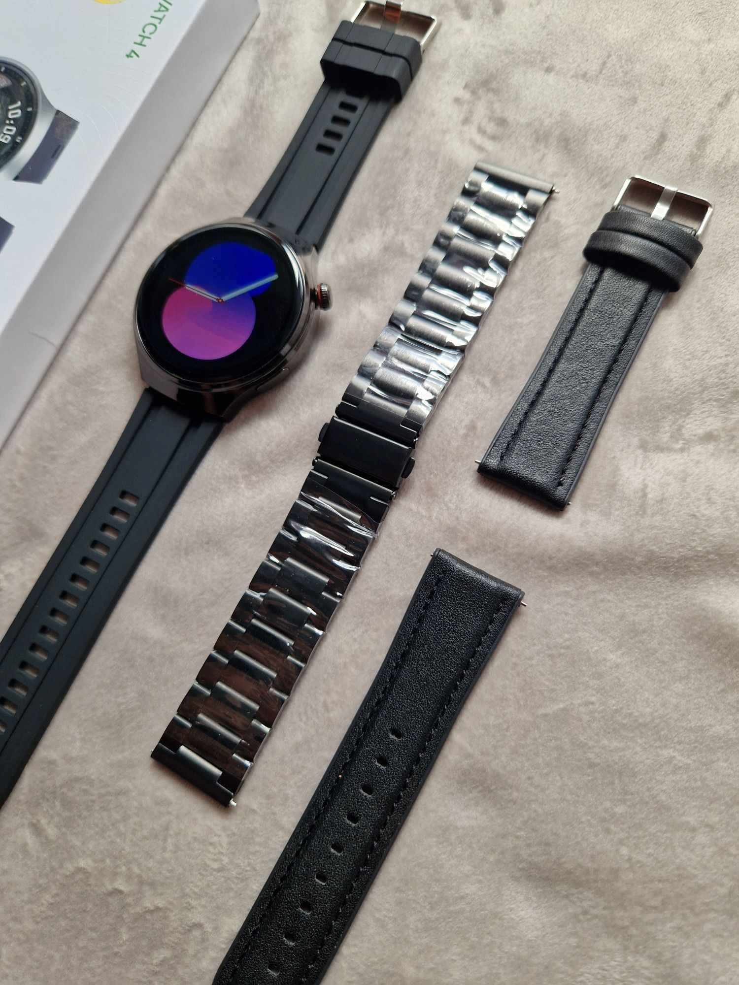 Smartwatch gt4, okrągły zegarek, komplet