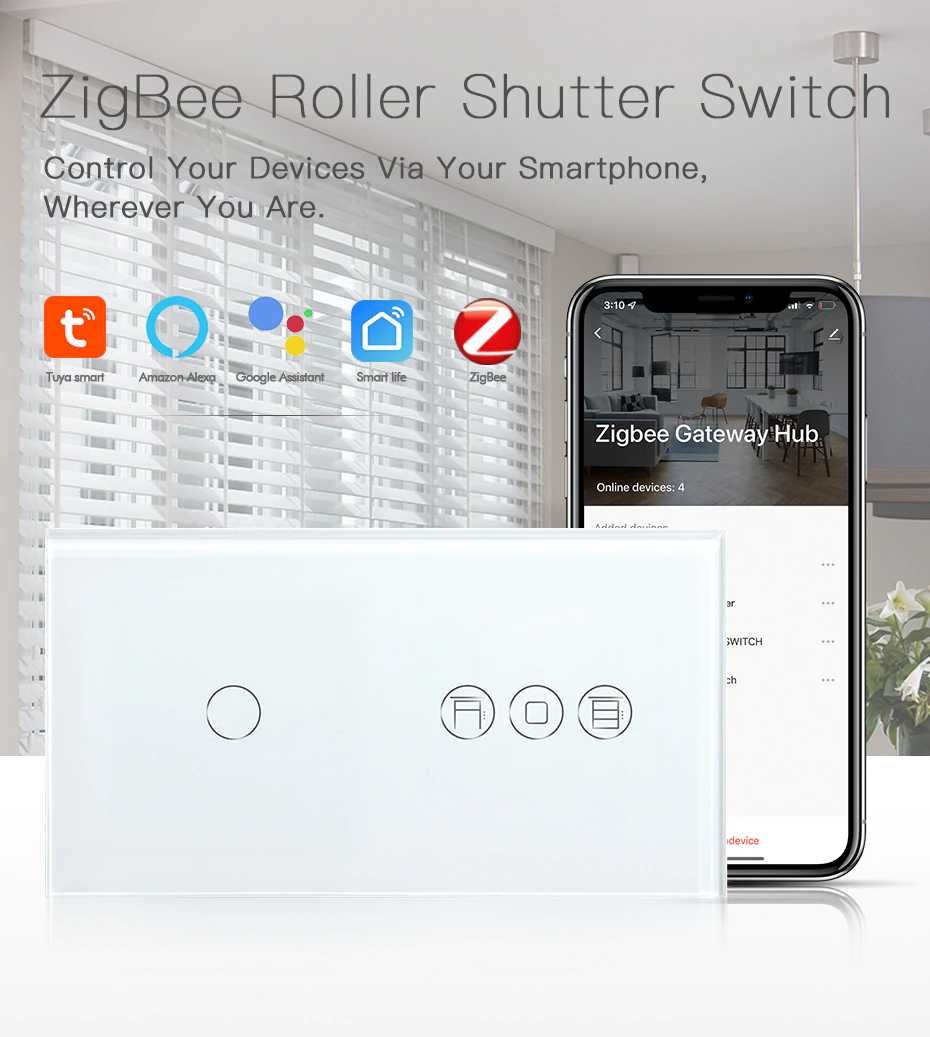 [ NOVO] Interruptor Zigbee de toque inteligente para estore e lampada.