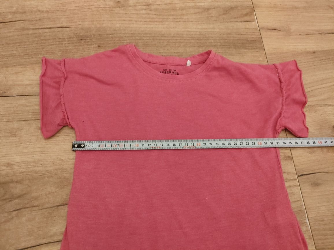 T-shirt Basic różowy 104 Reserved z falbanką