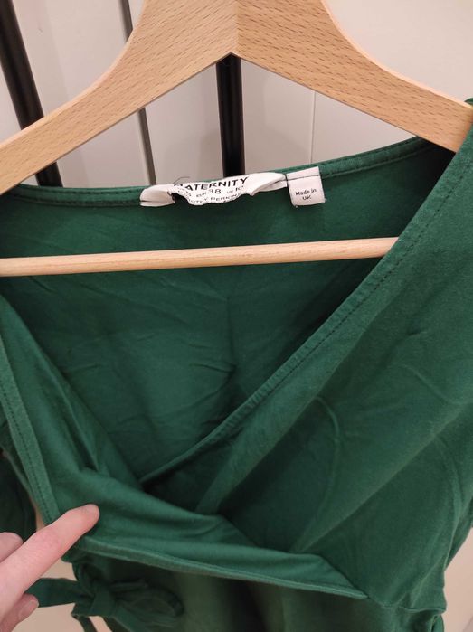Piękna ciążowa sukienka w kolorze butelkowej zieleni  38