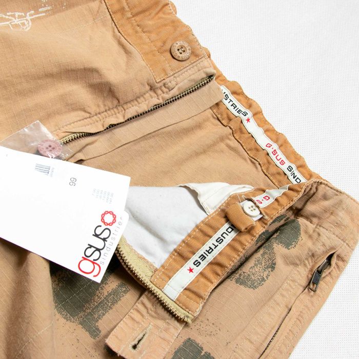 Spodnie cargo y2k GSUS Industries niski stan M z nadrukami nowe