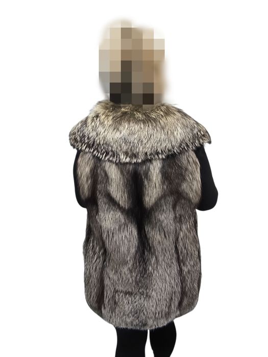 Colete pele raposa prateada
