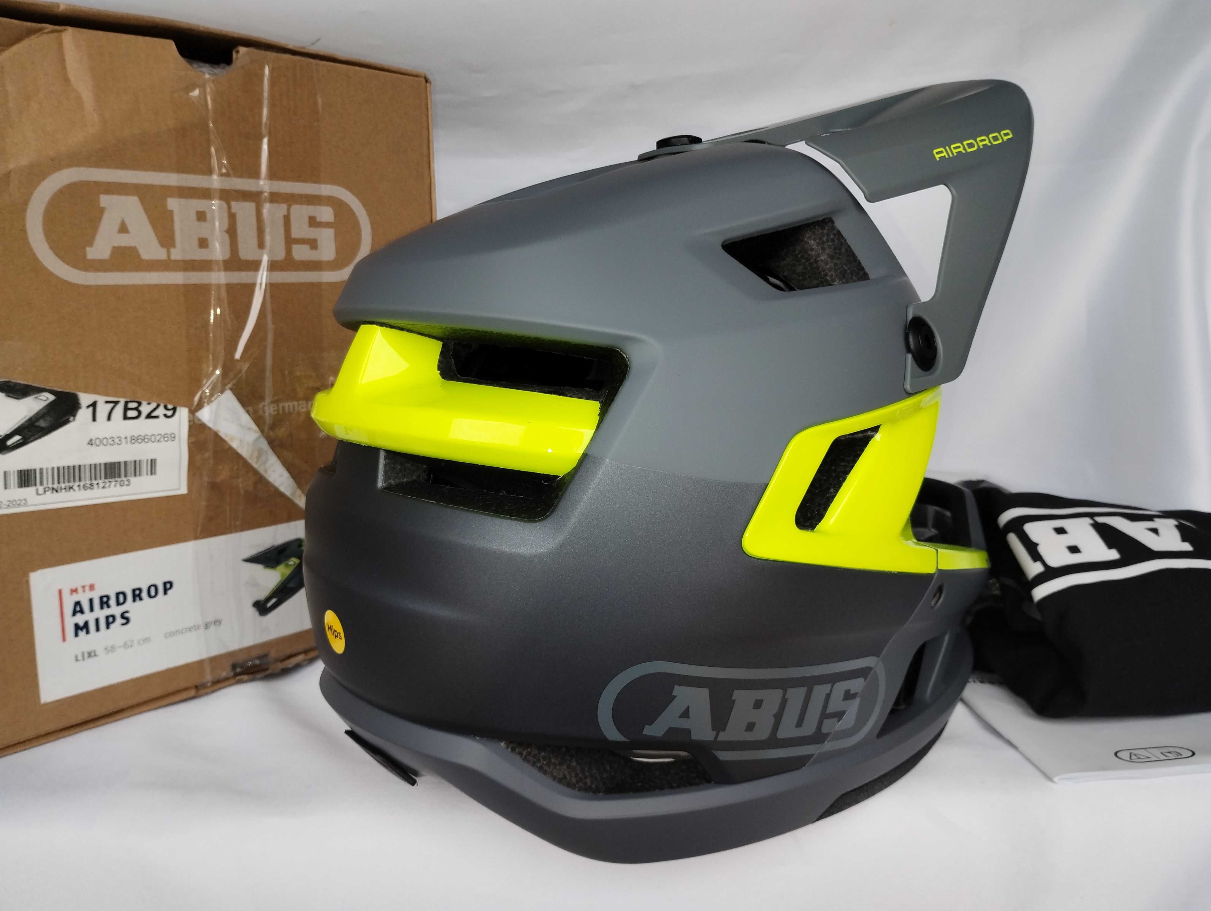Kask rowerowy fullface Abus AirDrop Mips Concrete Grey L/XL 58-62cm