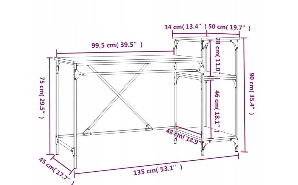 Biurko prostokątny VidaXL